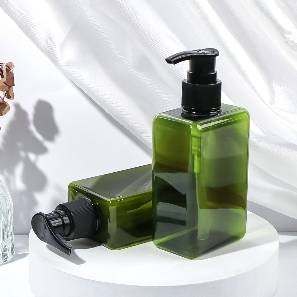 luxury PET Square Shape Body Lotion Bottle Packaging