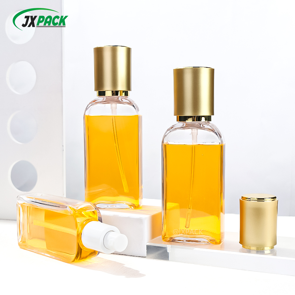 2023 New PET Brightening Facial Essence Liquid Bottle 100 120 150ML Transparent Men's Square Perfume Bottle