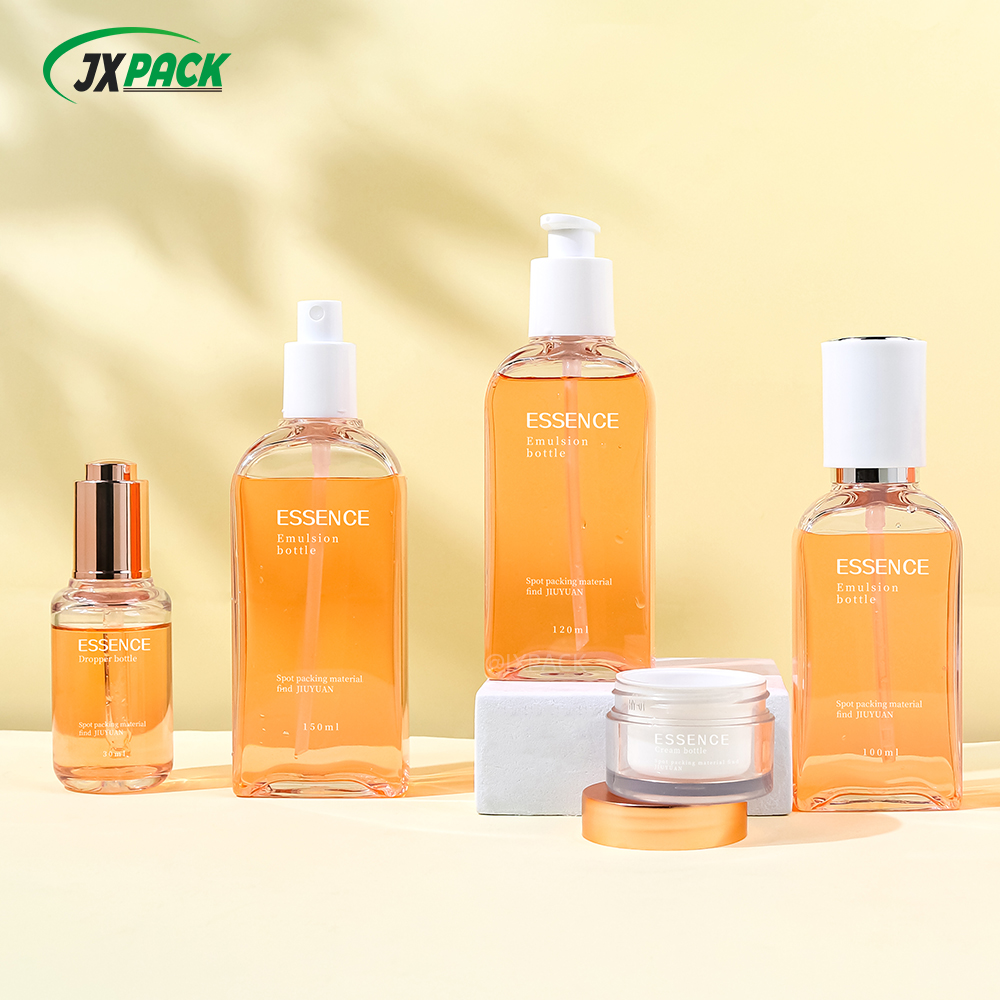 2023 New PET Brightening Facial Essence Liquid Bottle 100 120 150ML Transparent Men's Square Perfume Bottle